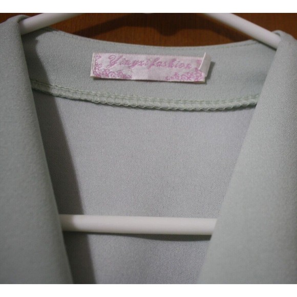 Women's Yingxi Jacket Blouse Sz L Mint Green Lace LS Zipper Detail Unique GUC - Picture 5 of 7